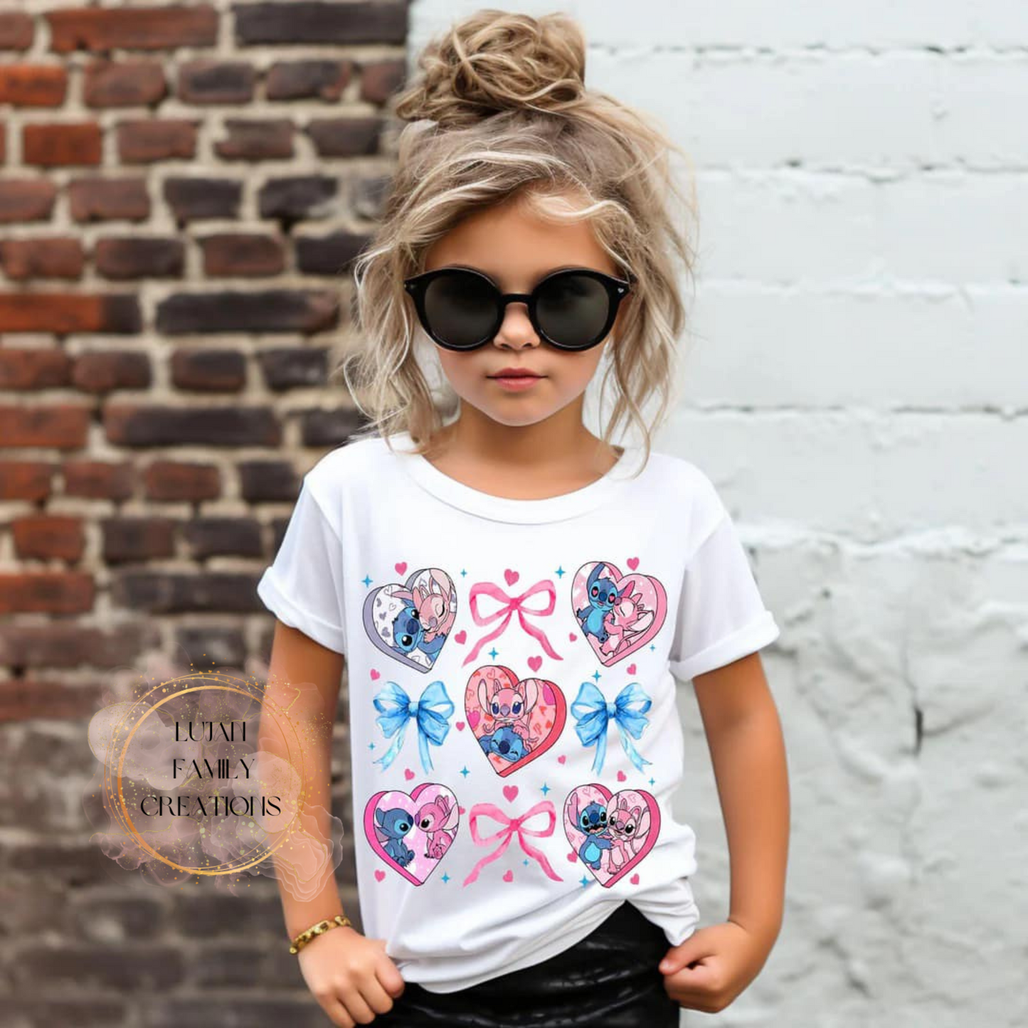 Stich Heart & Bows- Kids T-Shirt
