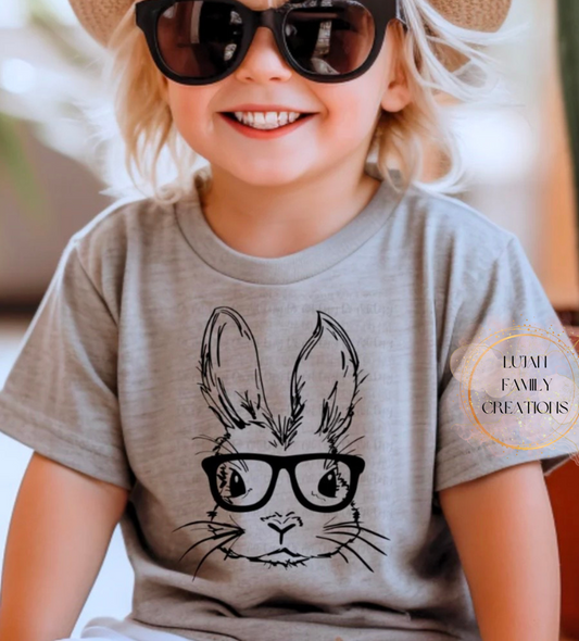 Bunny w/Black Glasses- Kids T-Shirt