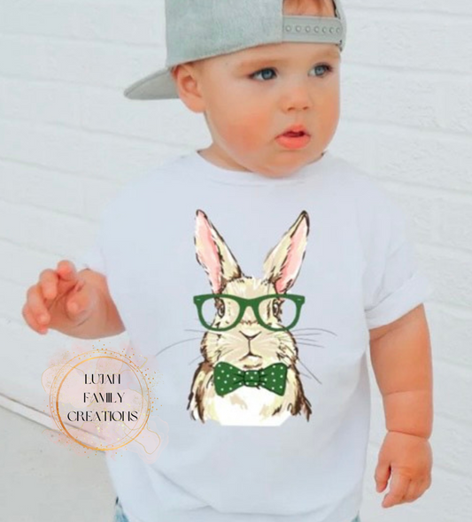 Bunny w/Green Glasses- Kids T-Shirt