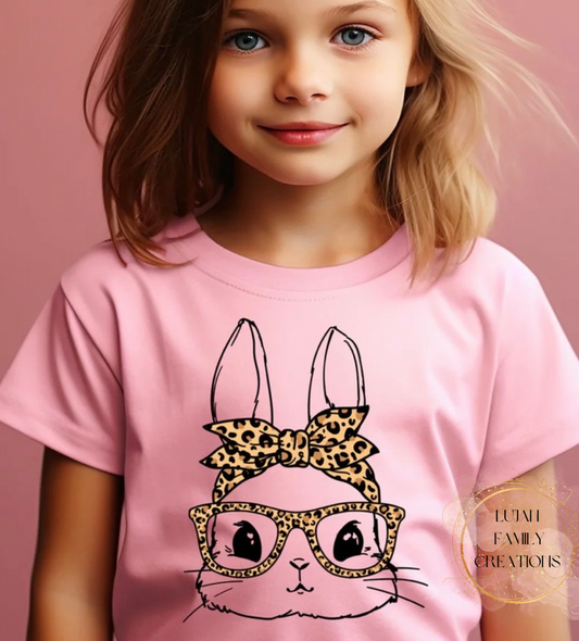 Bunny w/Cheetah Glasses- Kids T-Shirt