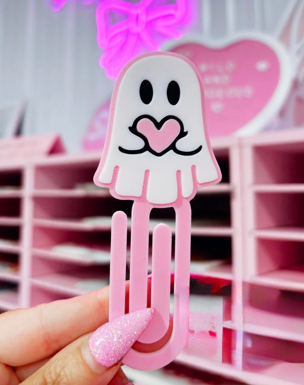 Ghost w/Pink Heart Bookmark